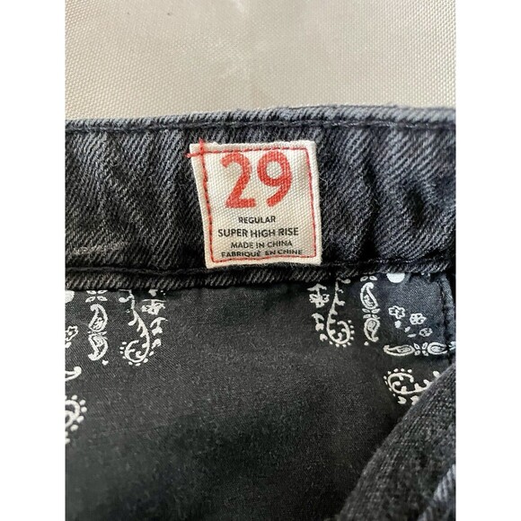 Free People Don’t Get Me Wrong Black Gray Denim Button Front Mini Skirt Size 29 - Picture 4 of 6